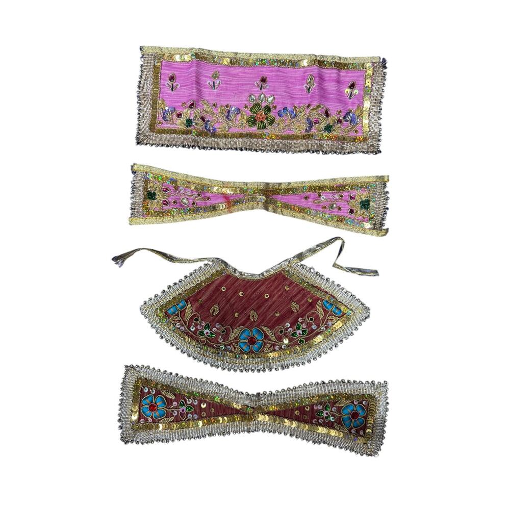 Hindu Embroidered handmade designs dress Poshak, Two Sets, Pink, Rust